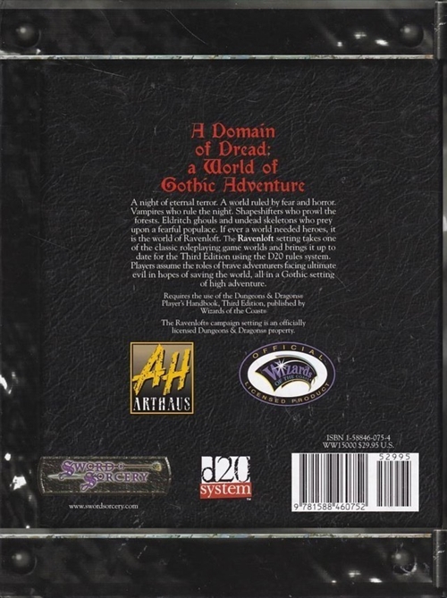 Dungeons & Dragons 3.0 - Sword & Sorcery - Ravenloft - Core Rulebook - Signeret (B Grade) (Genbrug)